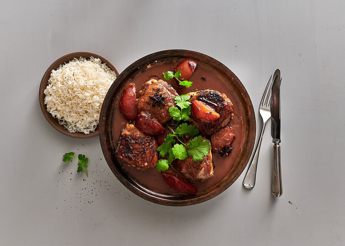 Chicken thighs in plum sauce