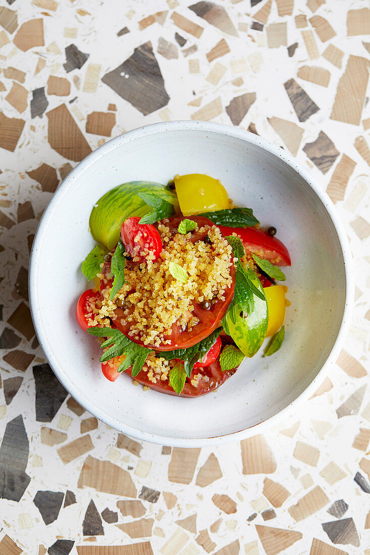 Heritage tomato and pangritata salad