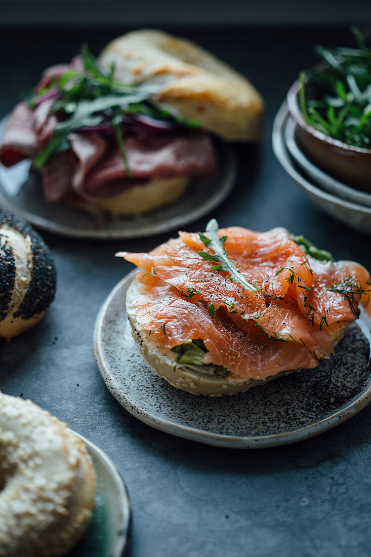 bagel mit Graved Lachs