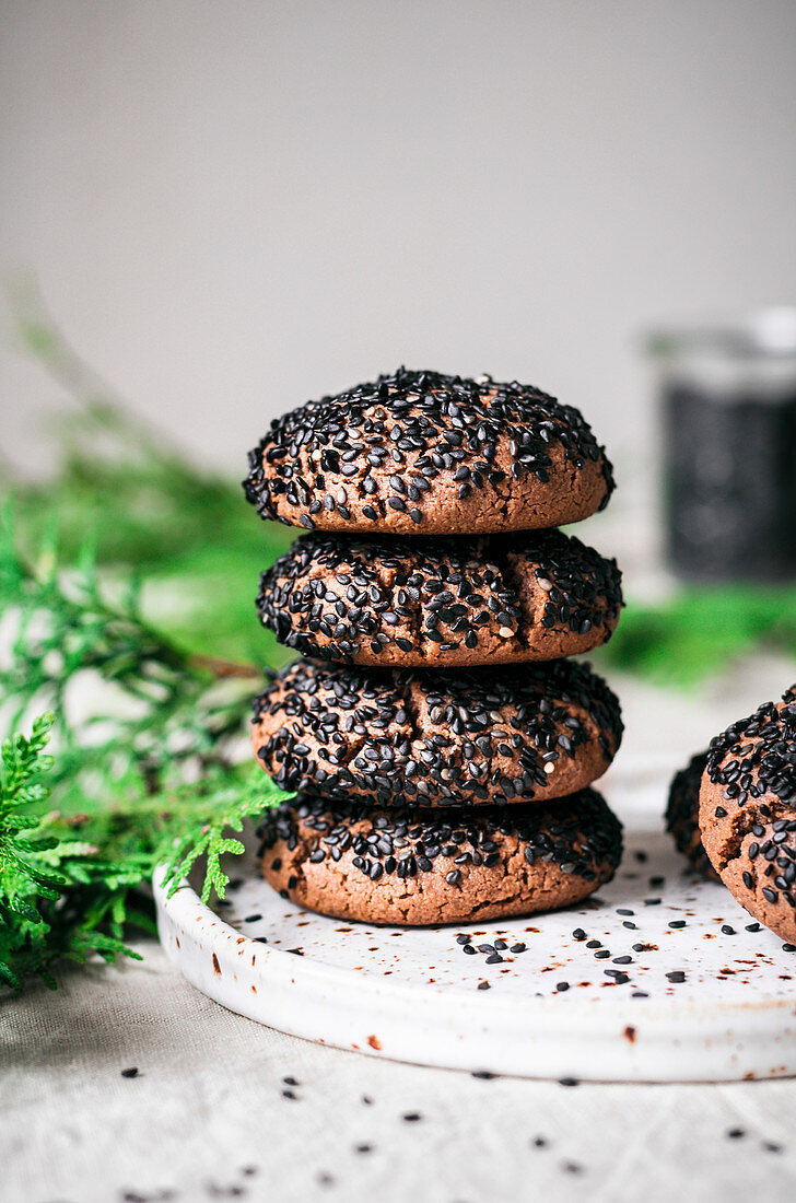 Tahini Cookies with Black Sesame Seeds