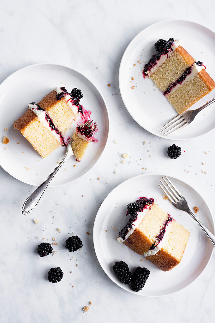 Vanilla Layer Cake With A Buttercream Frosting and Blackberry Jam