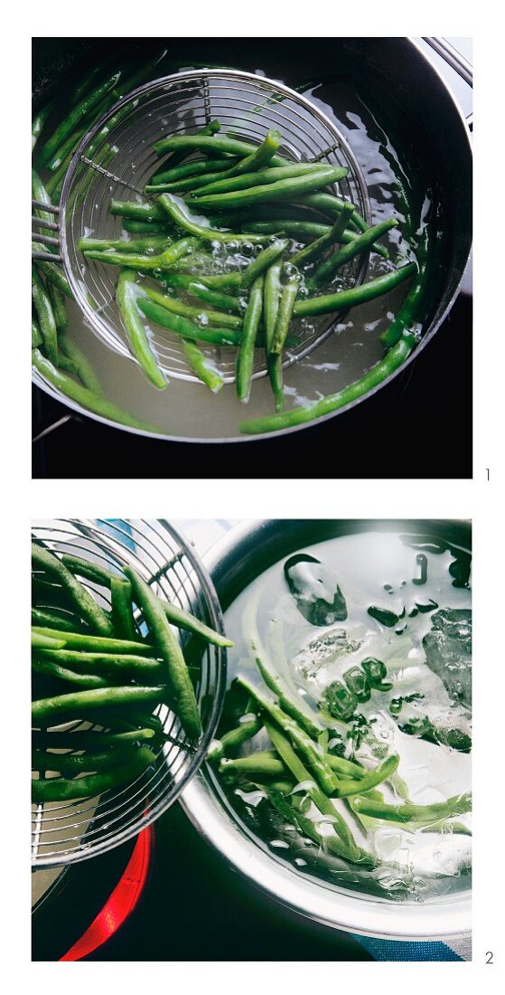 Blanching vegetables (green beans)