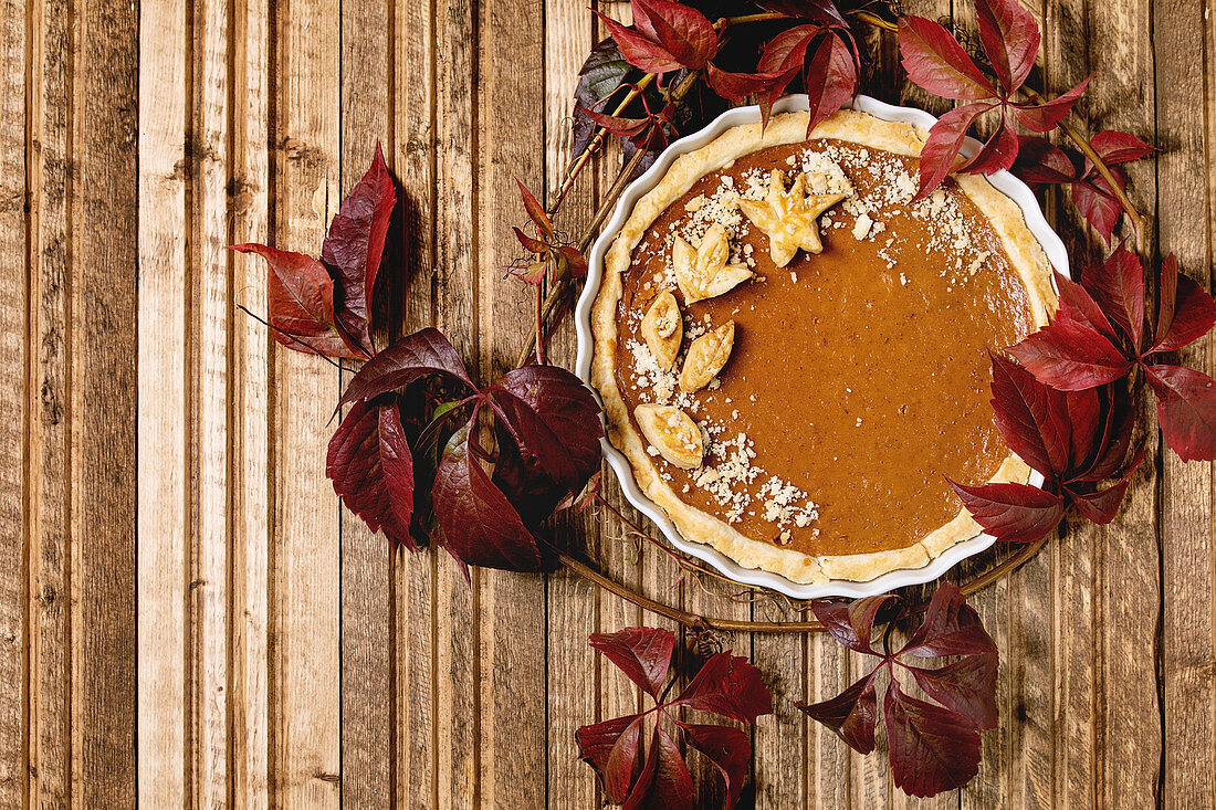 Traditional homemade autumn pumpkin pie