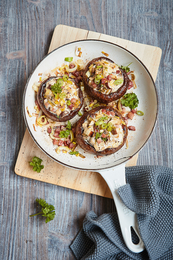 Stuffed portobello mushrooms with bacon