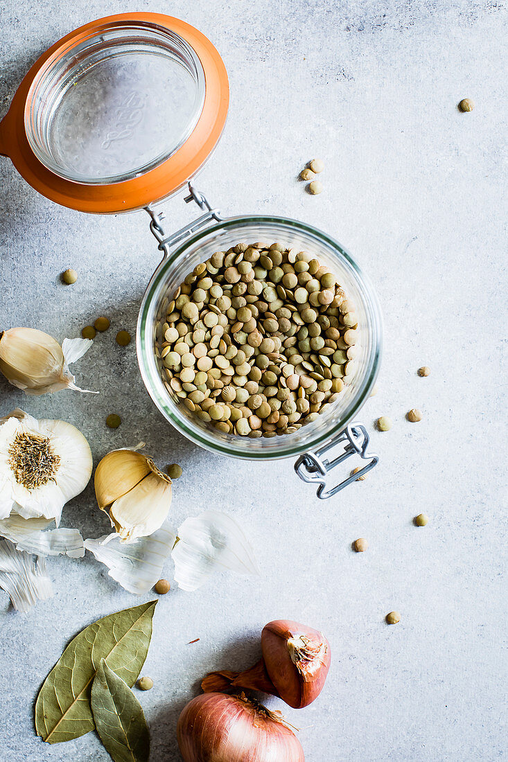 Lentils in a jar