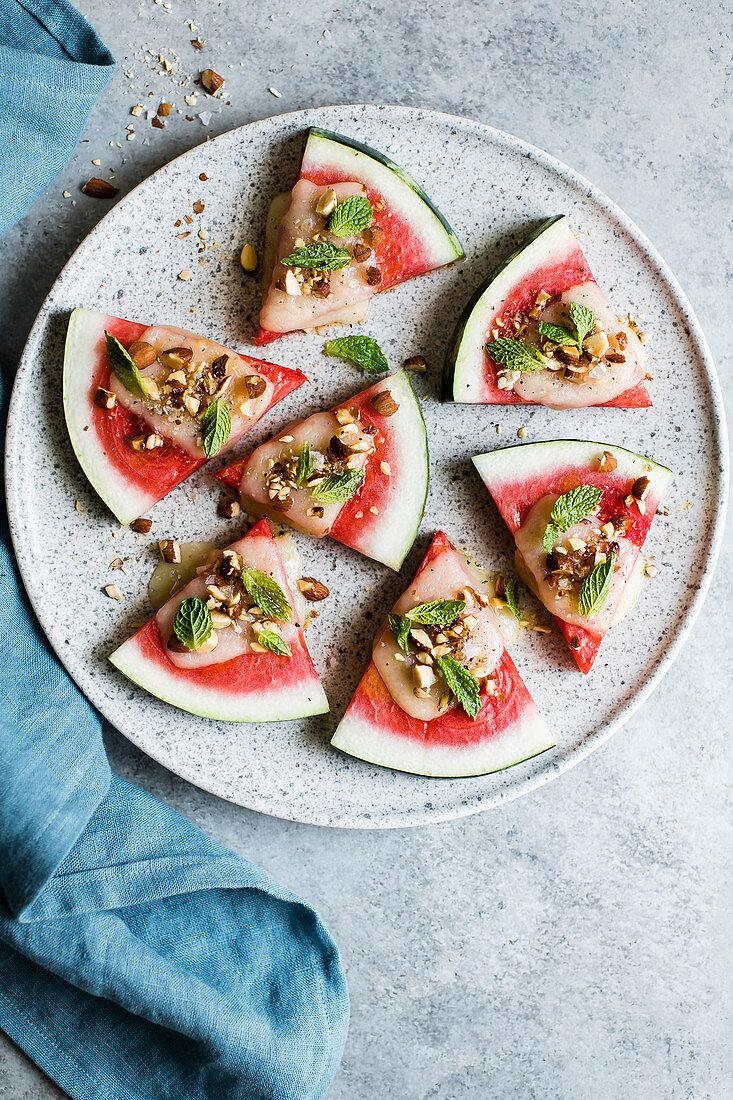 Cheese and watermelon canapes