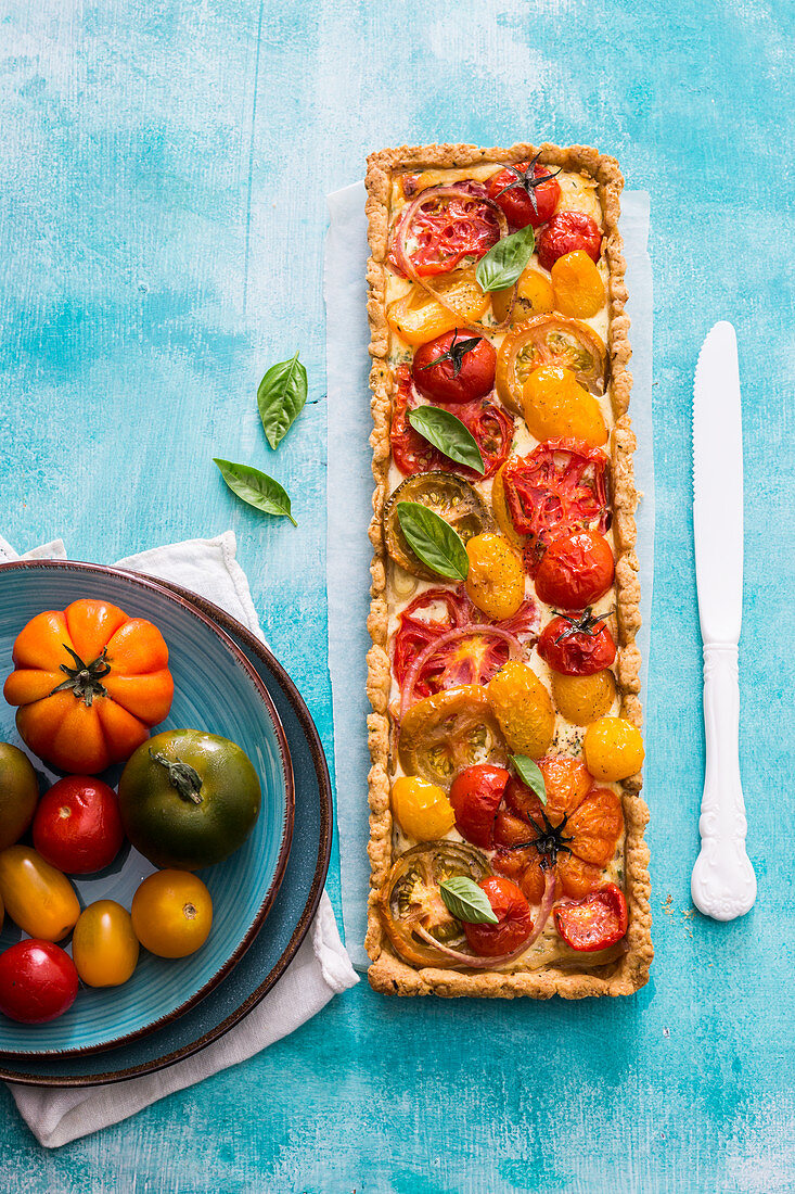 Heriloom tomatoes tart