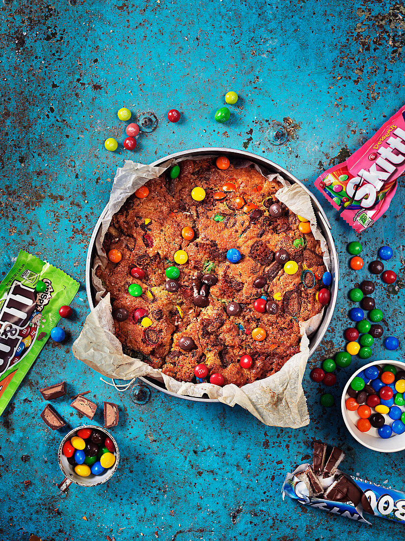 Cake with candy, bounty and skitters