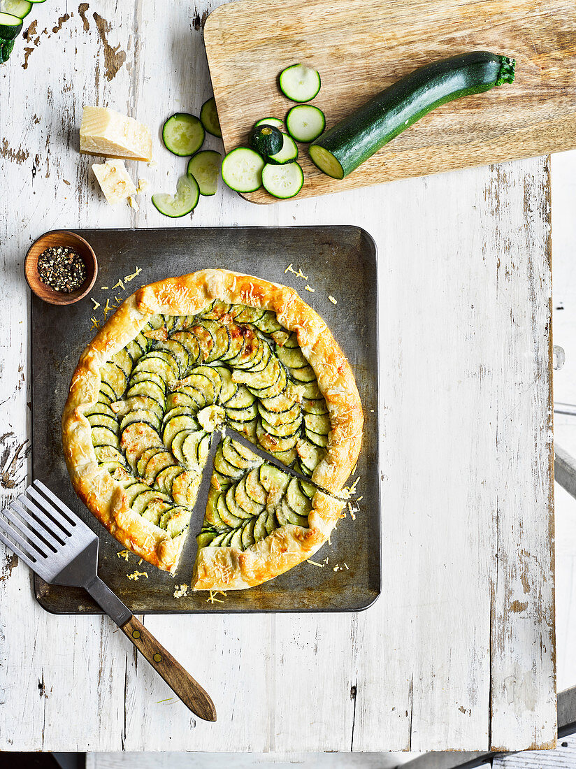 Vegeterian freeform courgette galette