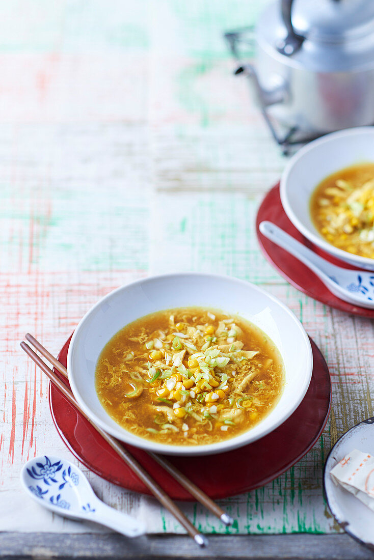Curried sweetcorn soup with chicken