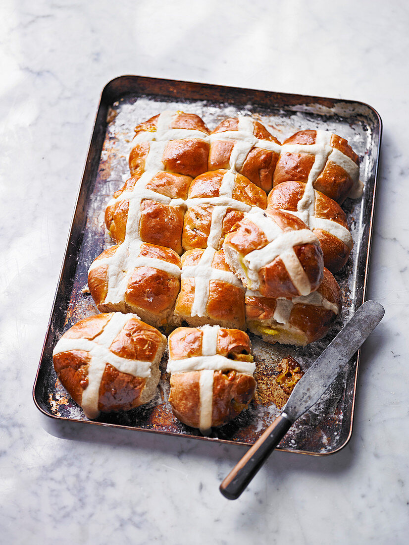 Lemon hot cross buns