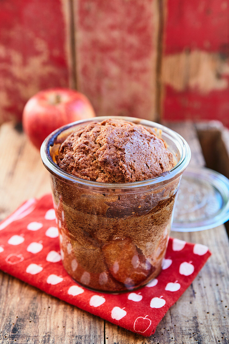 Apple cake in a jar