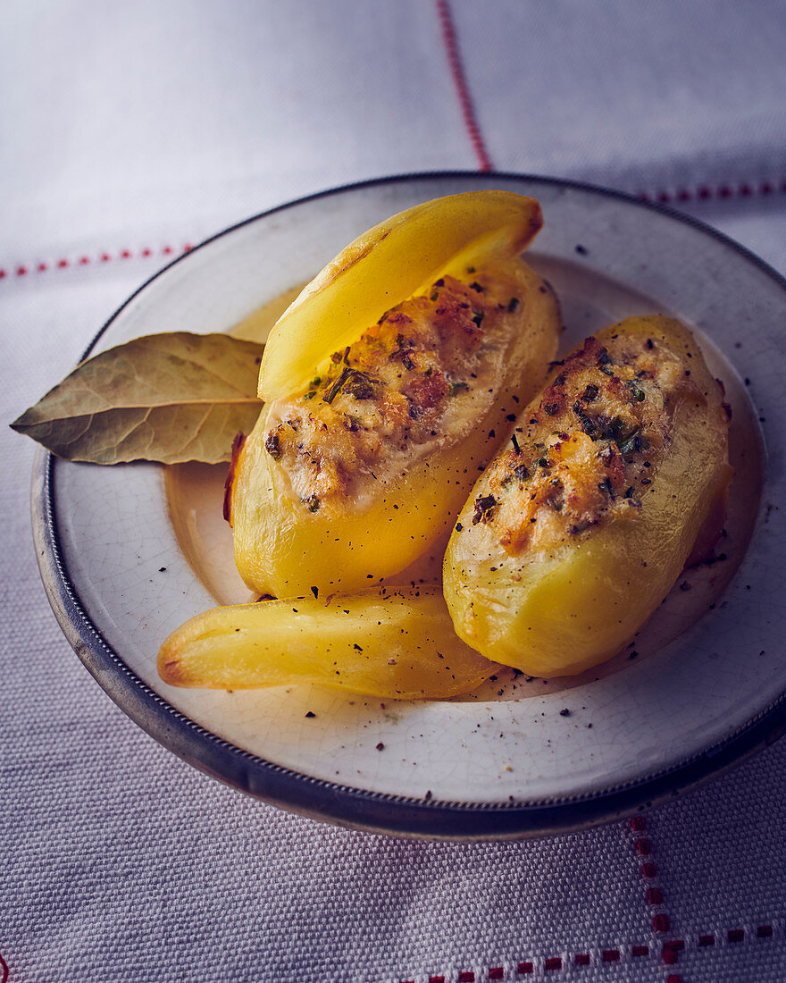 Gefüllte Bratkartoffeln mit Räucherfisch