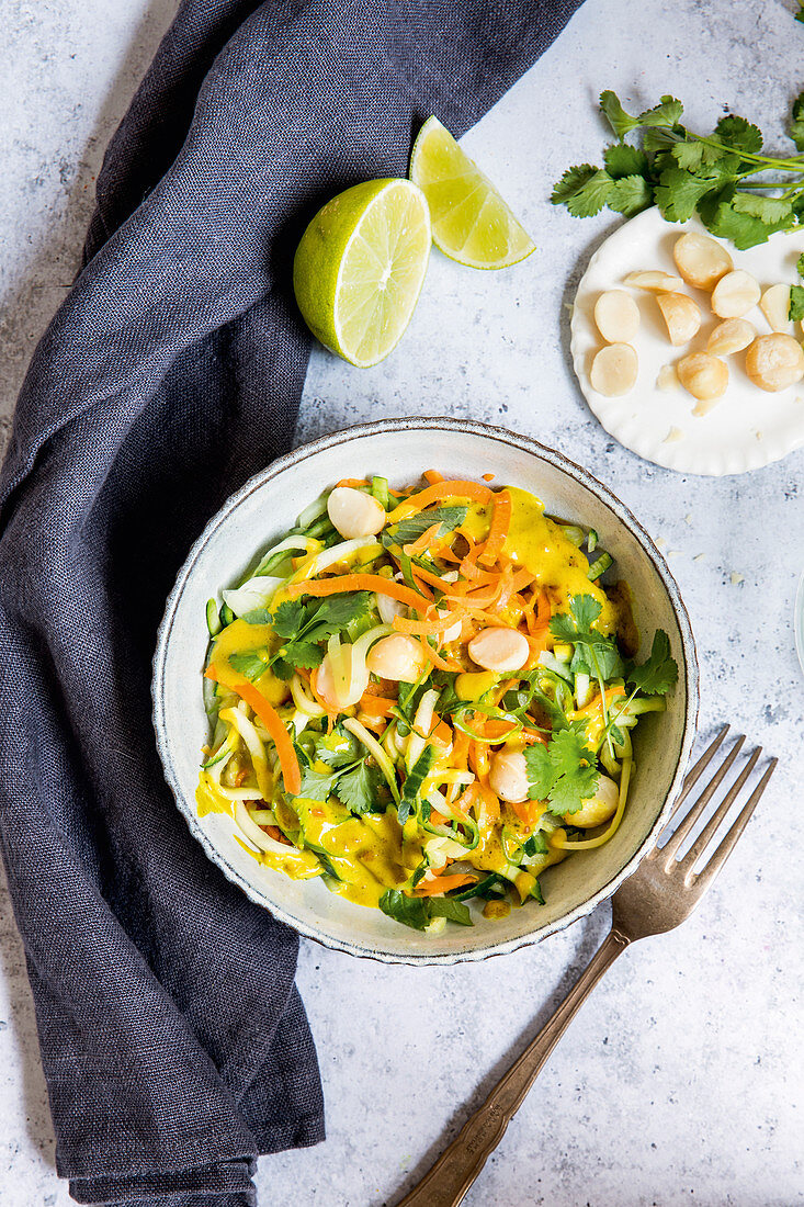 Thai 'noodle salad' with coconut and peanut dressing (keto cuisine)