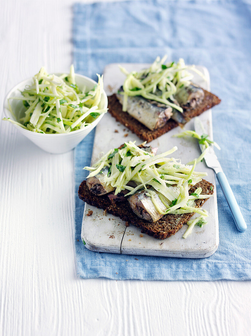 Celeriac and sardines on toast