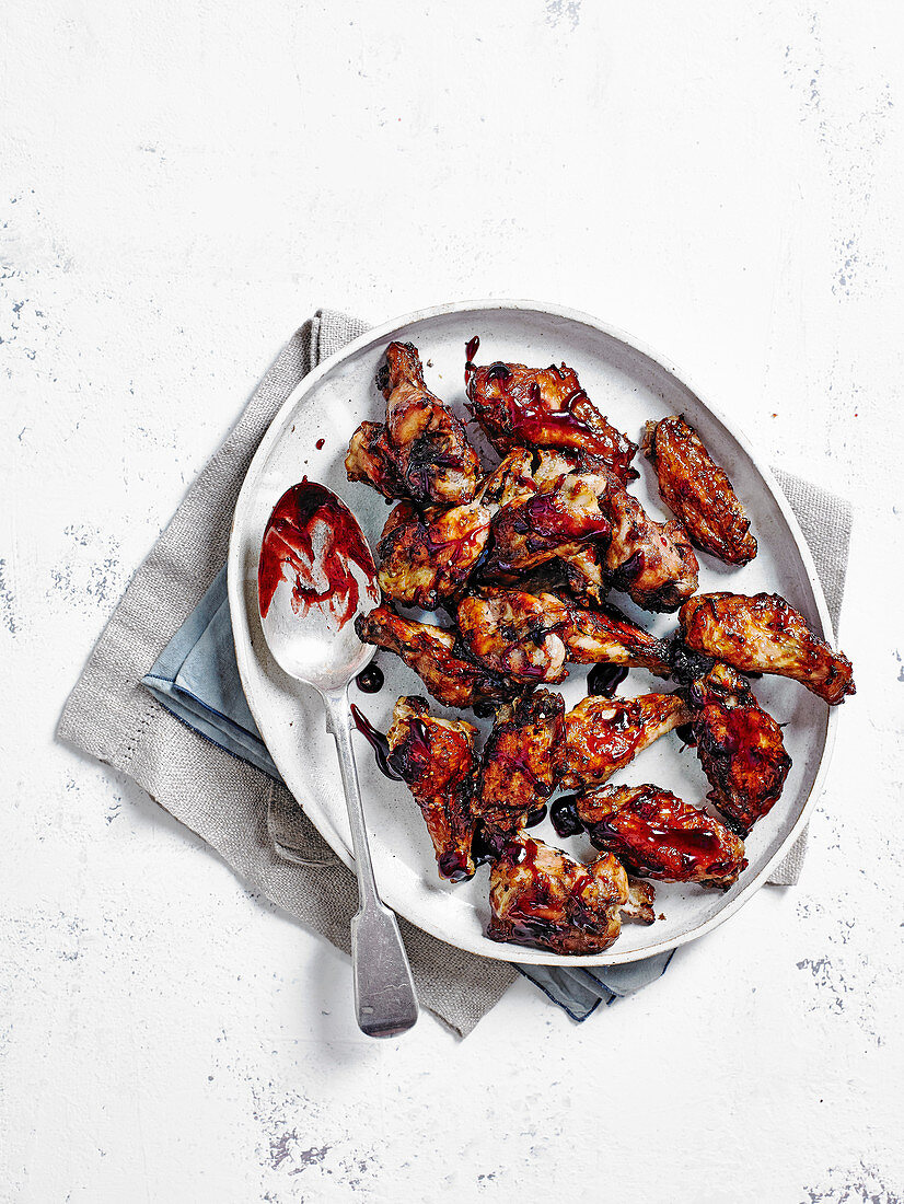 Sticky raspberry-glazed chicken wings