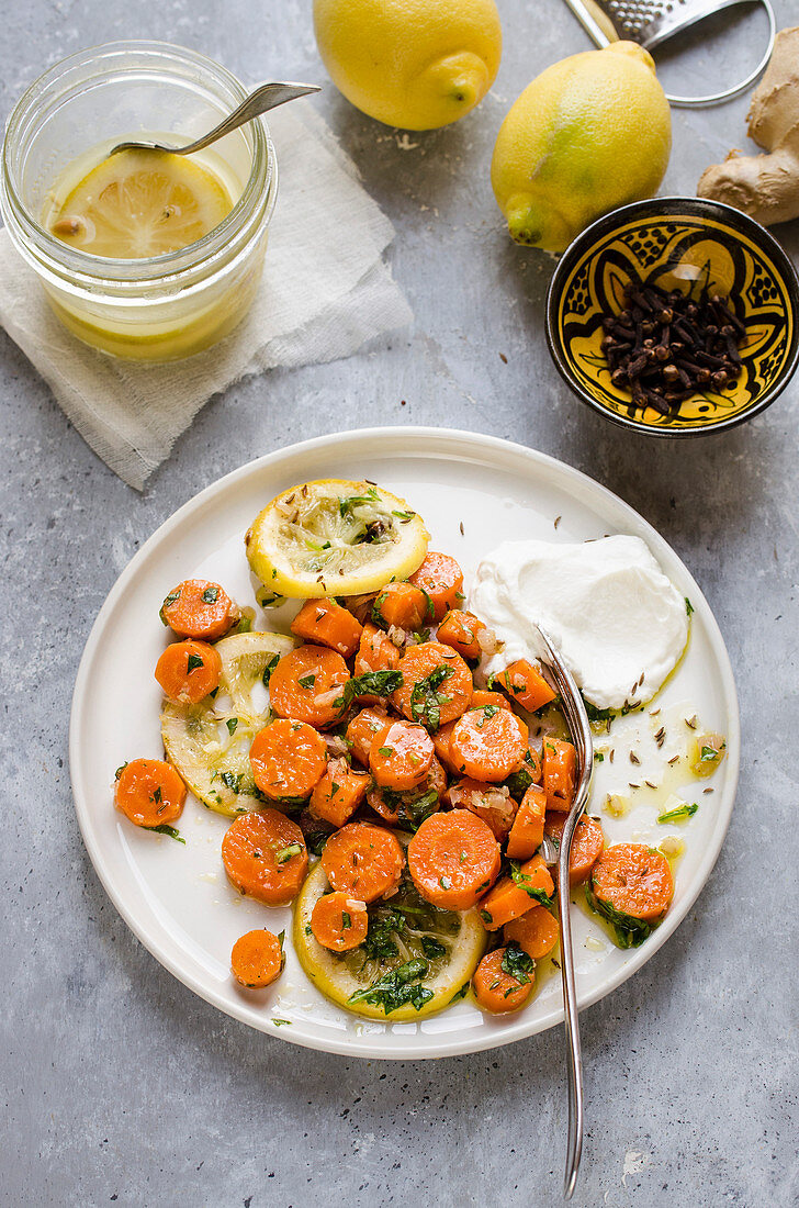 Moroccan carrot salad with pickled lemons and parsley
