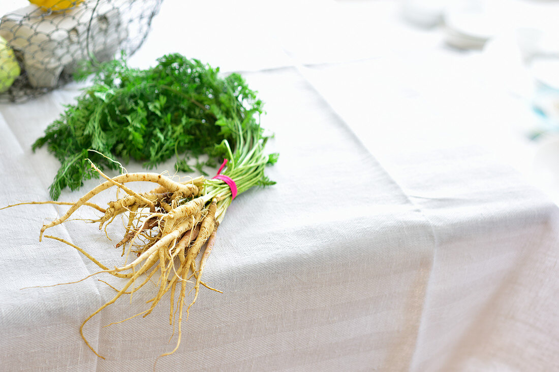 A bunch of wild carrots on a table