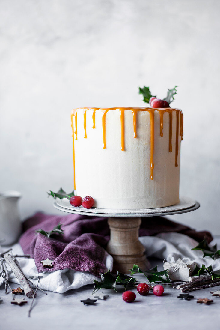 Christmas layer cake with mincemeat and brandy butter cream