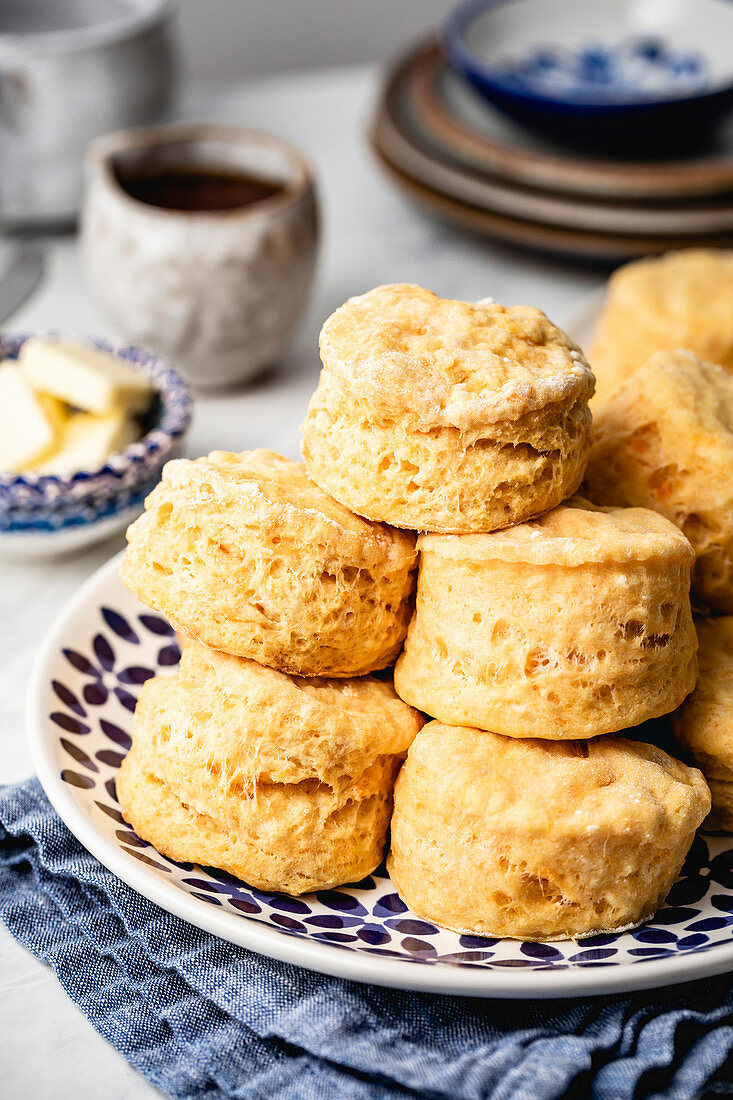 Sweet potato biscuits on a bright background