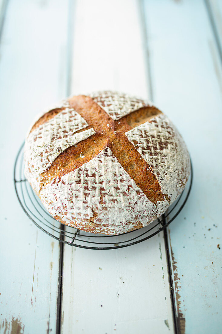 Weizenmischbrot im Topf gebacken (Hefeteig)