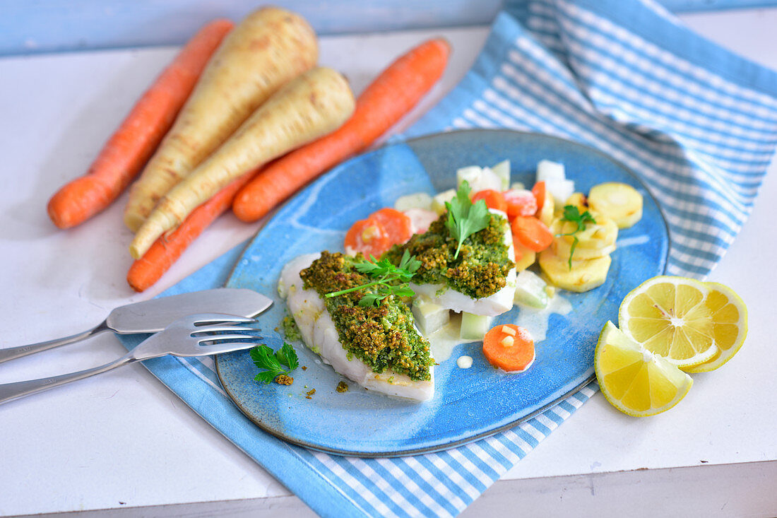 Fish with a herb crust