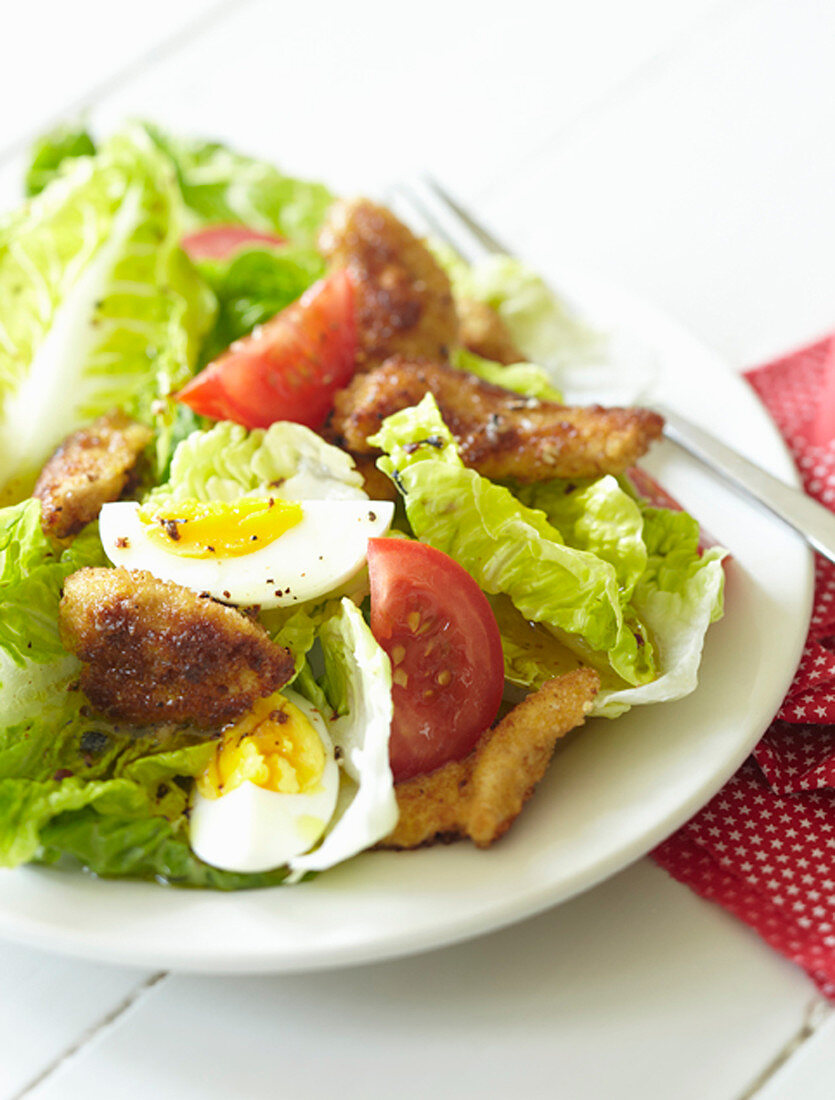 Caesar salad with hard-boiled eggs