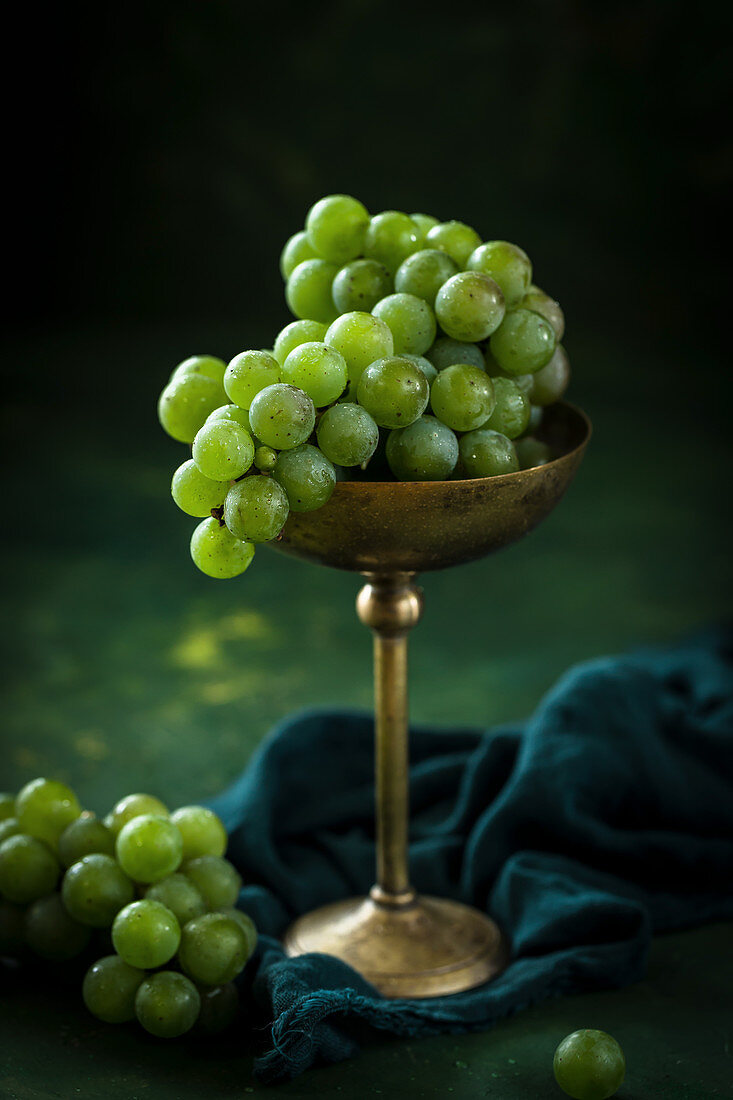 White grapes in a goblet