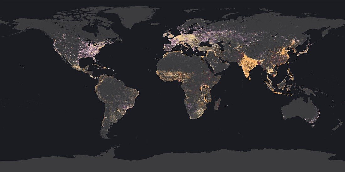 World population density, 2016