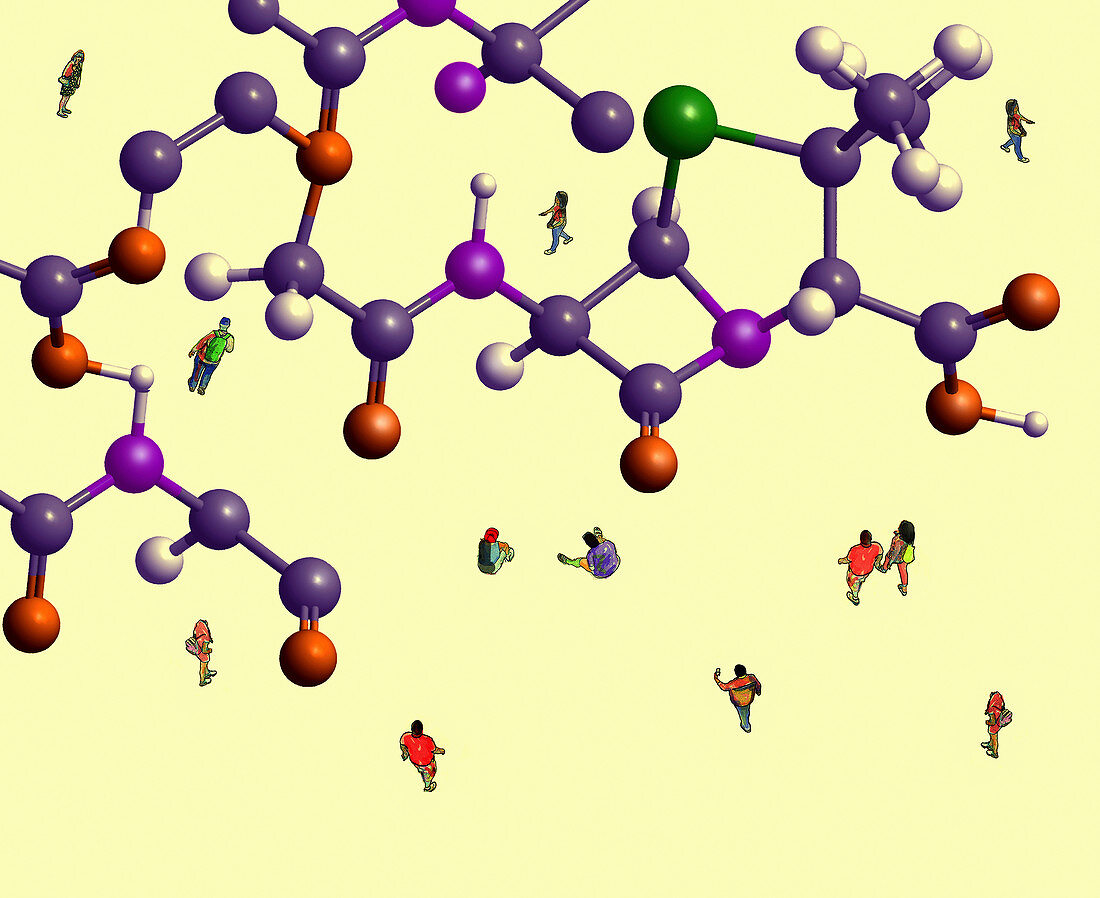 Molecular model and the general public, illustration