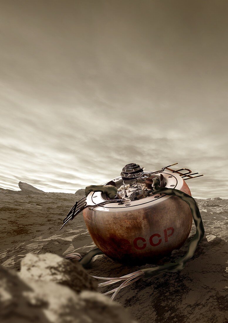 Venera 4 landing on Venus, illustration