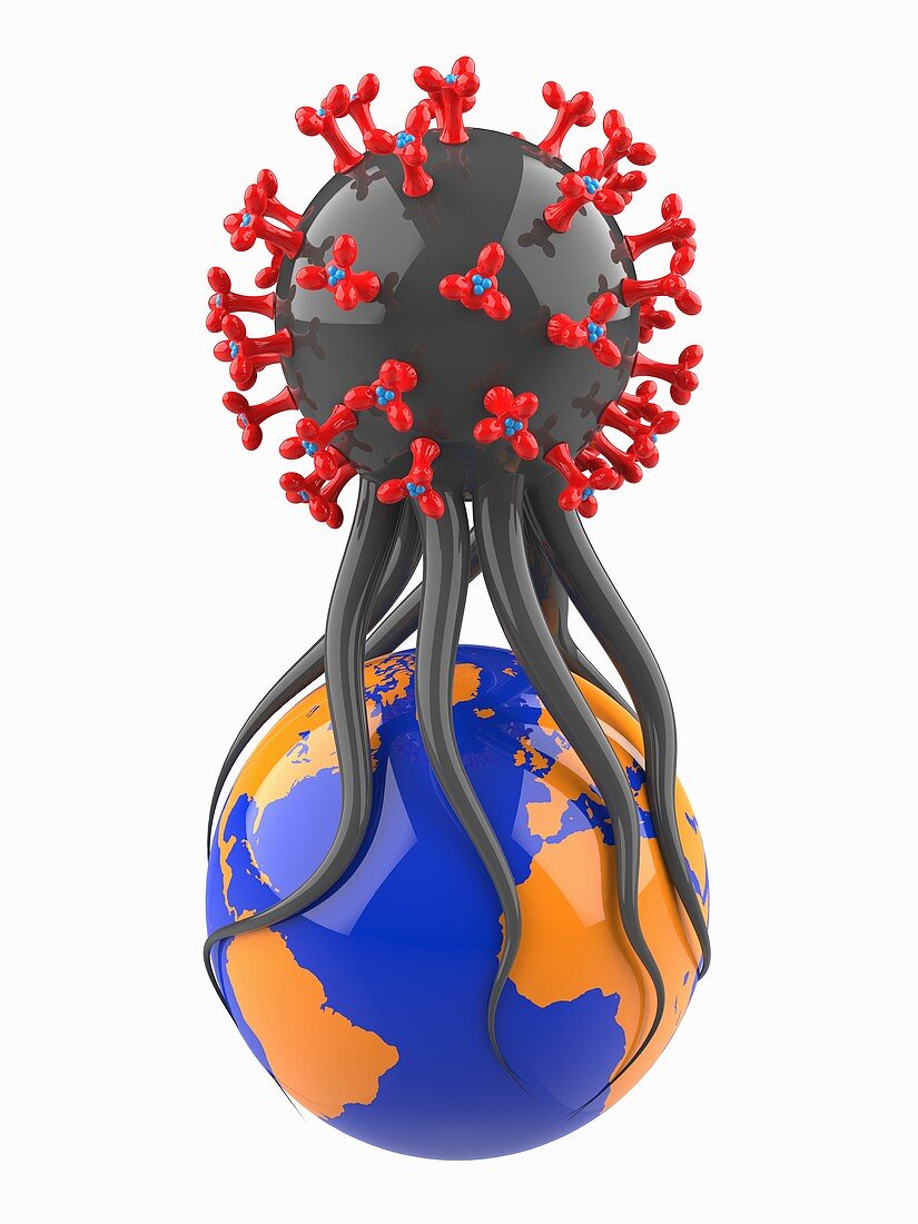 Coronavirus invasion, conceptual illustration
