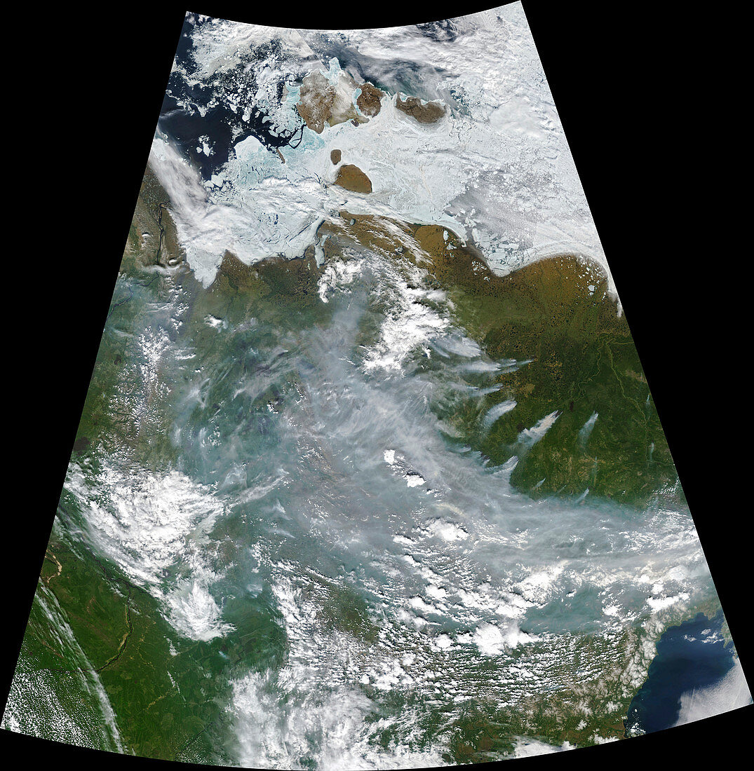 Siberian wildfires, June 2020, satellite image