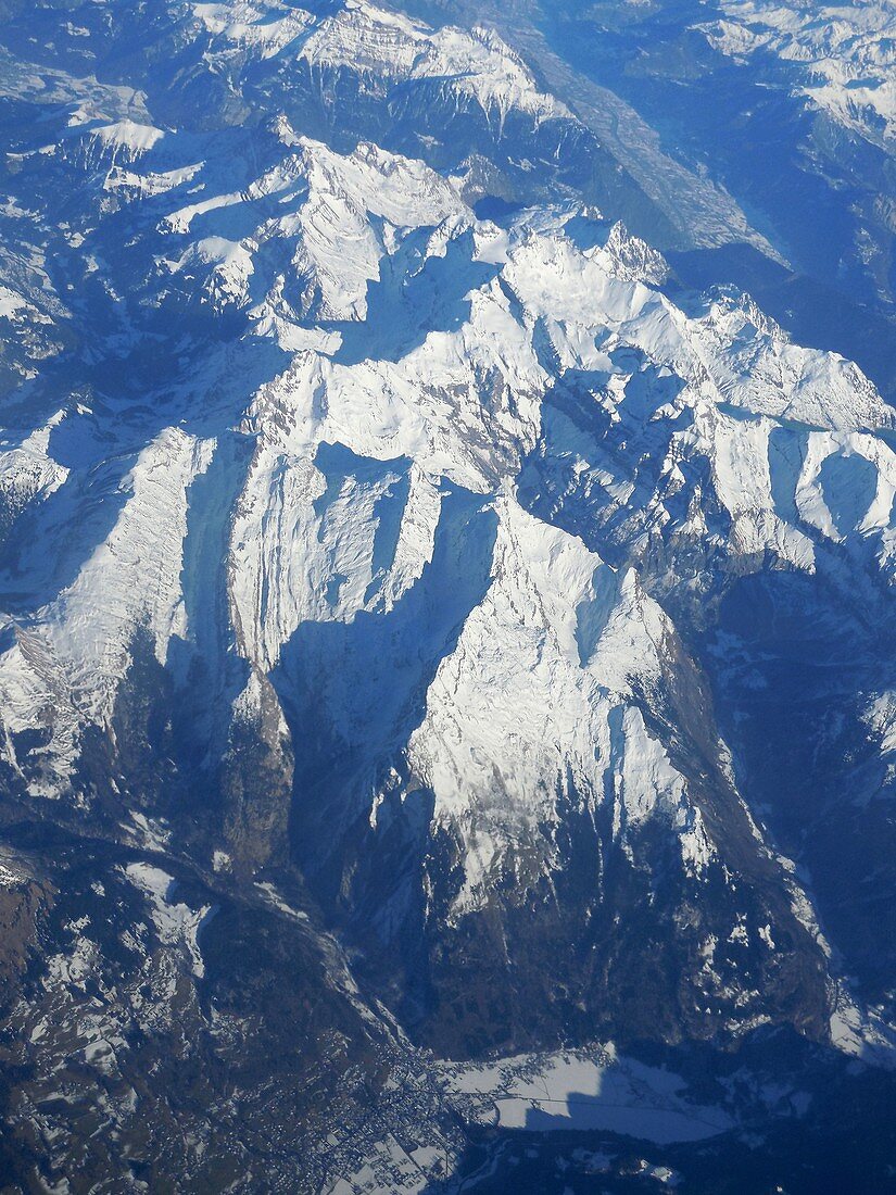 Swiss Alps, aerial photograph