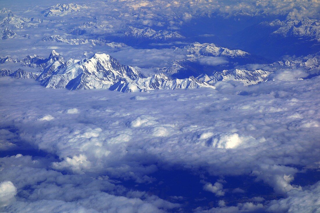 Mont Blanc massif, France, aerial photograph
