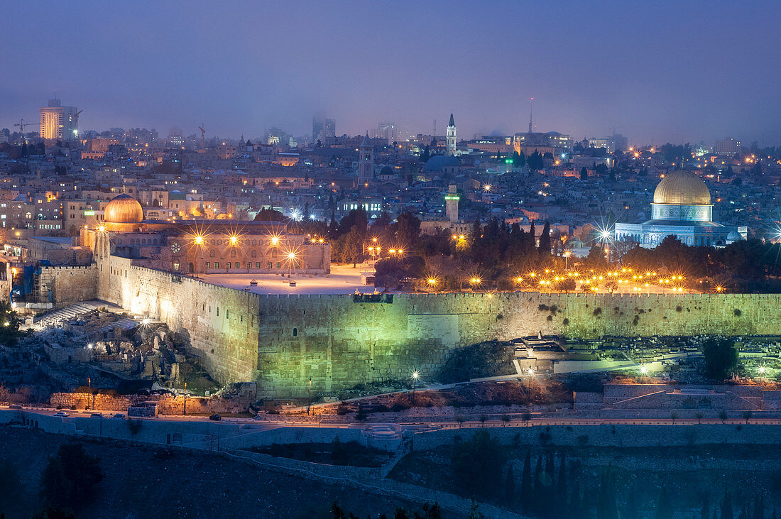 Jerusalem, Israel, at night