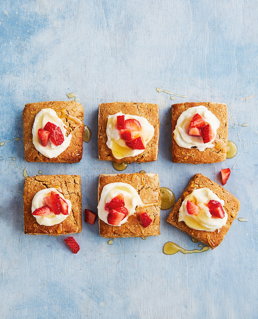 Spiced sweet potato scones with ricotta and strawberries