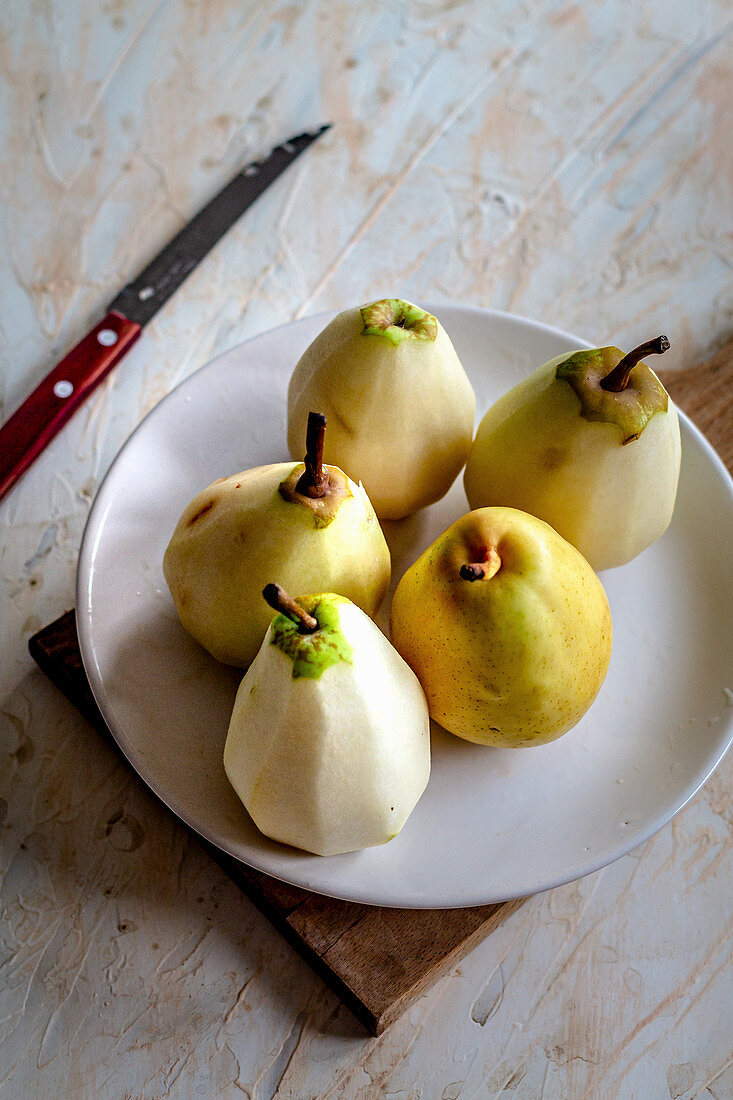 Peeled pears