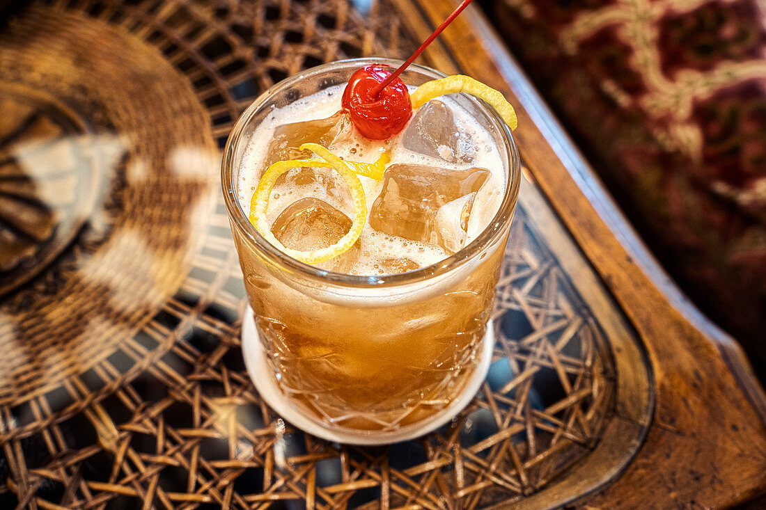 A winter cocktail – 'Run Rudolph, Run' made with amaretto, sugar syrup and Angostura