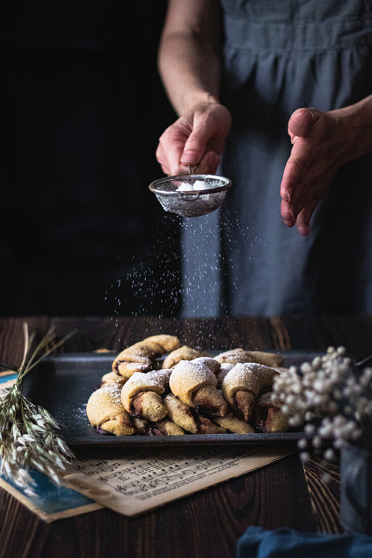 Shortbread croissants with jam