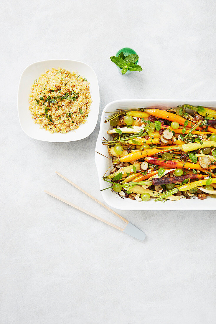 Grilled vegetables with lentils and quinoa