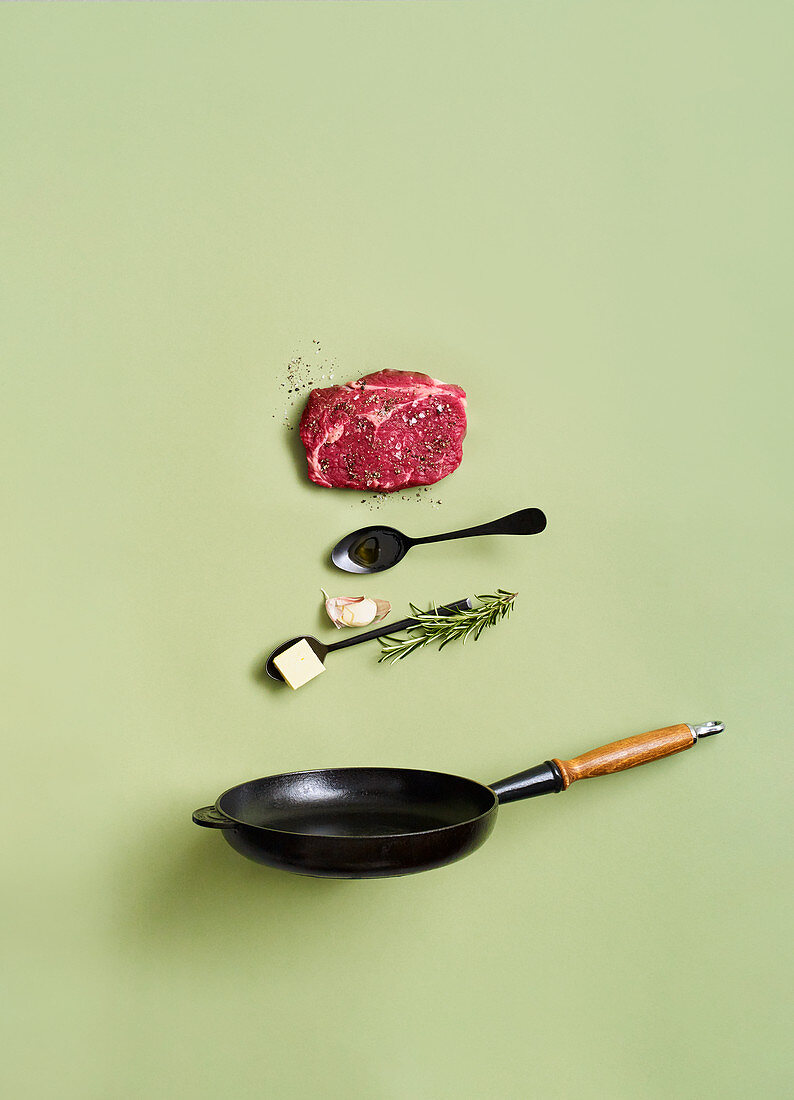 Ingredients for a classic steak entrecôte