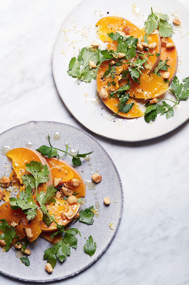 Butternut squash salad with parsley and cashew nuts