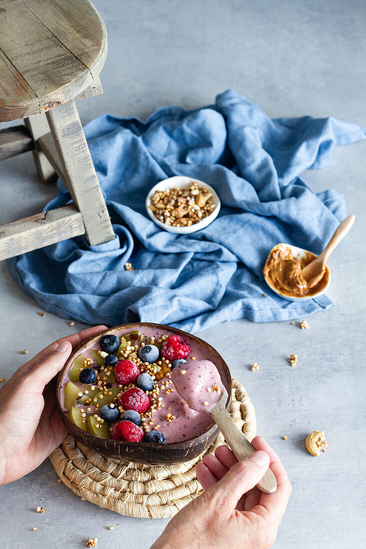 Smoothie bowl with yogurt and berries