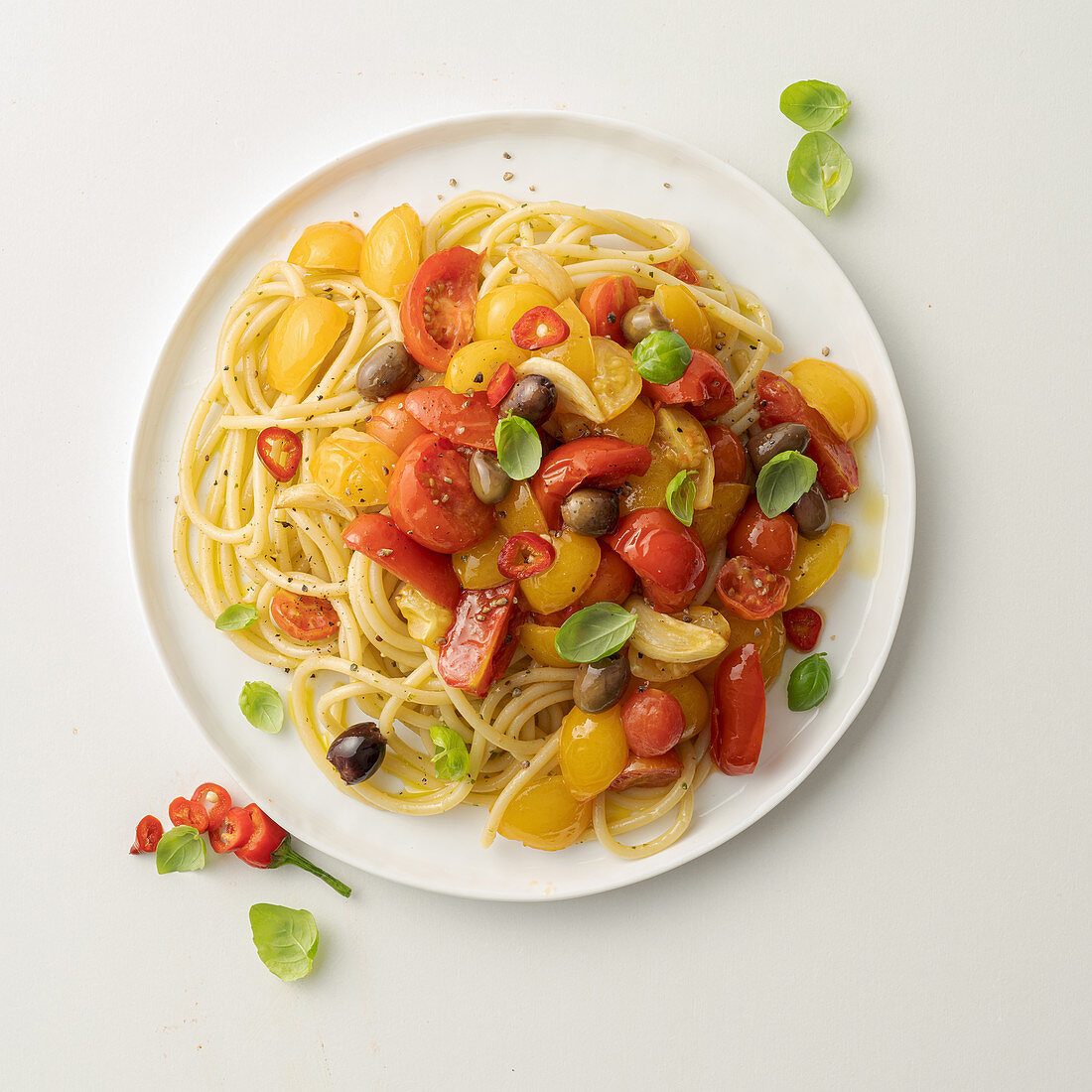 Spaghetti ai 5 pomodori (Spaghetti mit fünf verschiedenen Tomatensorten)