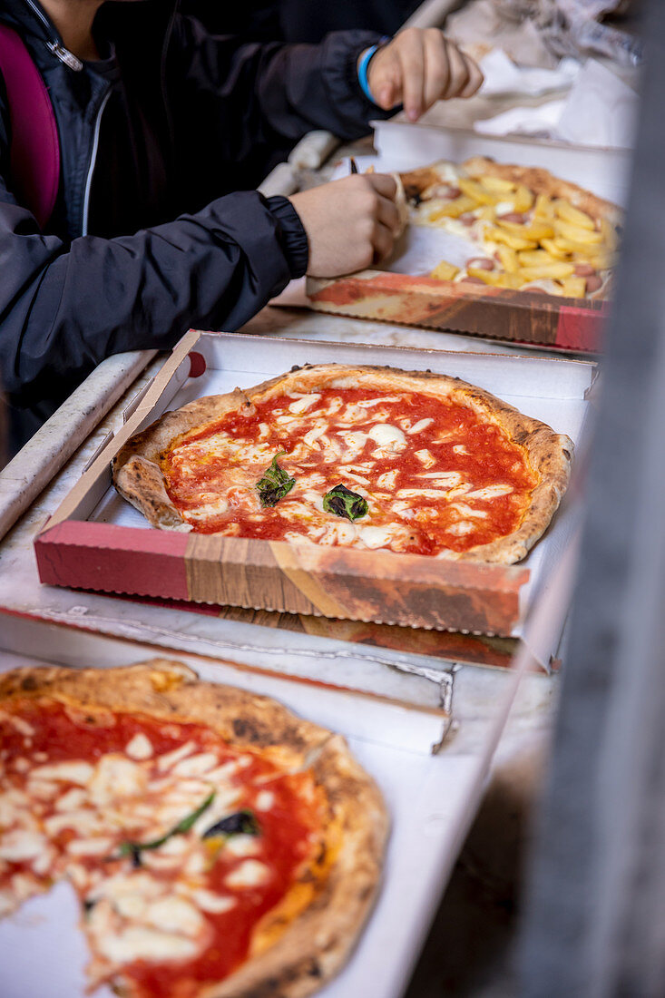 Take away pizzas, Campania, Italy