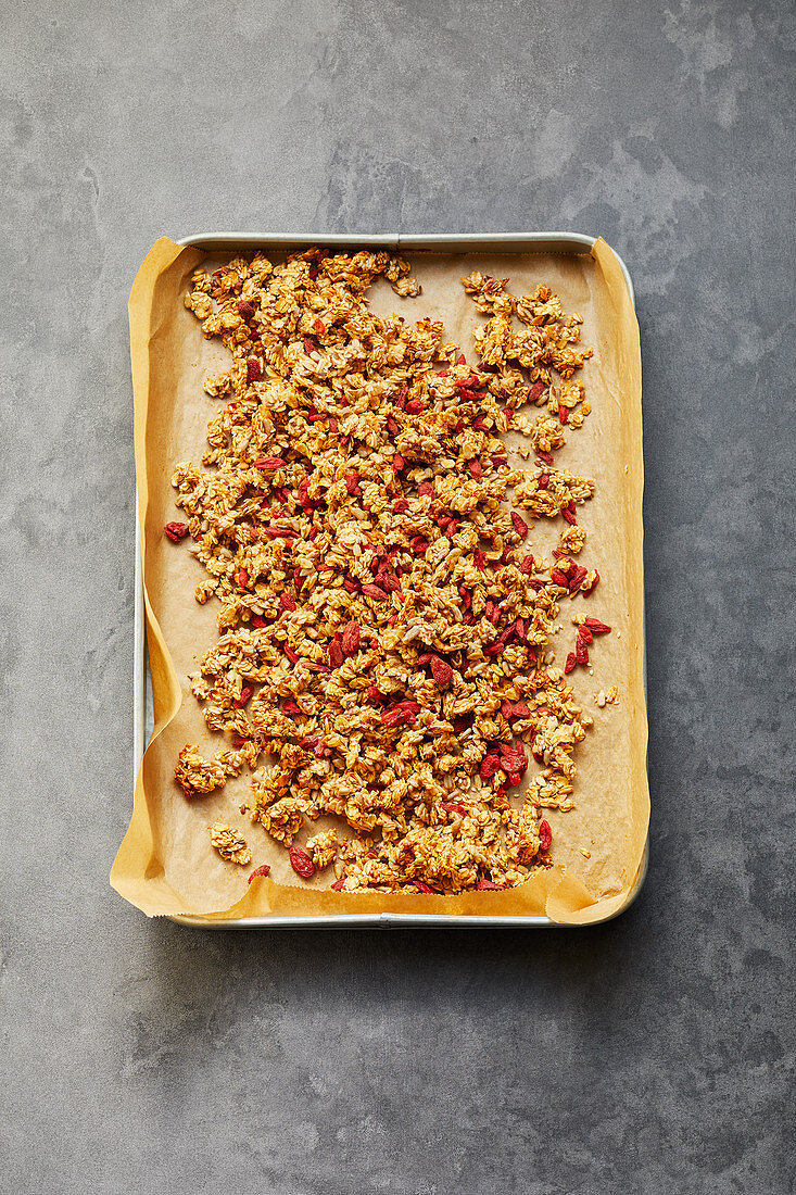 Sweet granola with goji berries and apricots