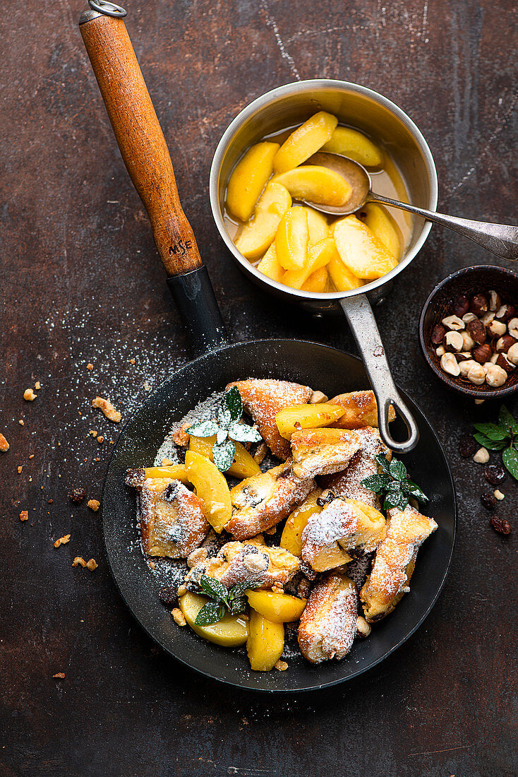 Kaiserschmarrn with glazed apples and nuts