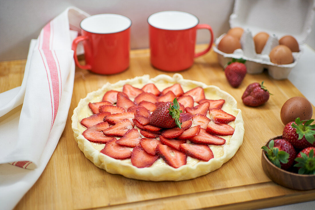 Homemade vegan strawberry cake