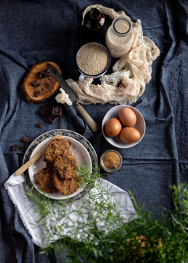 Oatmeal cookies with chocolate chips and ingredients